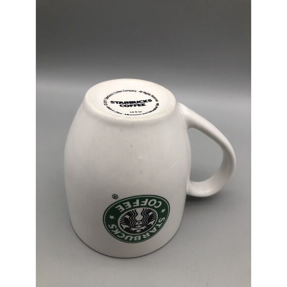 2007 Starbucks Coffee Ceramic Mug Cup White Mermaid Logo 14 Fl Oz Cleaned 4”Tall - Picture 6 of 10